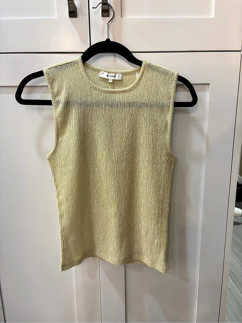 FRAME The Dimensional Tank Top Ribbed Green XS